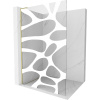Mexen Kioto L, sprchová zástena Walk-In 120 x 200 cm, 8mm číre sklo biely vzor, zlatý matný profil, 800-120-103-55-97