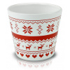 Kvetináč vianočný škandinávsky vzor so sobíkmi biely 14x12 cm