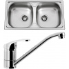 Set Sinks N85 (dřez Okio 780 DUO V 0,5 mm, matný + baterie Pronto Chrom - lesklý)