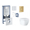 Grohe Rapid SLX Set predstenovej inštalácie, klozetu, dosky SoftClose, tlačidla Skate Cosmopolitan a súpravy na vhadzovanie tabliet, kefovaný Cool Sunrise SANI11BB4147-GR