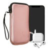 kwmobile Universal telefon Pouch Size XL - 6.7/6.8 - Neoprene smartphone Pouch with Zip - Water-Repellent Mobile Pouzdro na telefon - Sleeve in Metalický růžové zlato