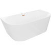 Mexen Oval Slim, voľne stojaca vaňa ku stene 170 x 80 cm, biela lesklá, medená matná prepad, 52661708000-65