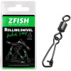 Zfish Obratlík S Karabínkou Rolling Swivel a Hooked Snap 10 ks - Veľkosť 8 Nosnosť 23 kg