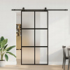 Posuvné dvere so sadou kovania, čierne, 102,5 x 205 cm