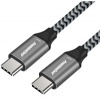 PREMIUMCORD Kabel USB-C (USB 3.2 Gen 2, 3A, 60W, 20Gbit/s) bavlněný oplet, 0,5m ku31cr05