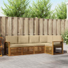 Rohová sofa sada 5 pcs Přirozená a Béžová Masivní akátové dřevo 3374823