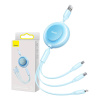 Baseus Bright Mirror 2, USB kábel 3 v 1 pre micro USB / USB-C / Lightning 3,5A 1,1 m (nebesky modrý) 25209