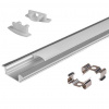Brolux MasterLED Hliníková zápustná lišta Xudo, Strieborná s Bielym krytom a príslušenstvom, 10mm, 2m