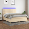 zahrada-XL Posteľ boxsping s matracom a LED krémová 180x200 cm látka 3135778