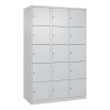Skriňa uzamykateľná C+P Cabo-Plus, 3 oddelenia po 5 políc, 1200x500x1850 mm, sivá