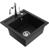 Mexen Vito žulový drez s 1-komorou s kuchynskou batériou Carla, čierny - 6503-77-670700-00
