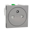Schneider Electric Unica Zásuvka zarovnaná 230V/16A, 2P+T, clonky, 2 moduly, Aluminium
