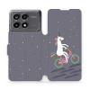 Flipové pouzdro Mobiwear - Xiaomi Poco X6 Pro 5G - V024P Jednorožec na kole (Knížkové flip pouzdro, obal, kryt na mobil Xiaomi Poco X6 Pro 5G - V024P Jednorožec na kole, materiál Umělá kůže + TPU - oc