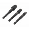 Adaptéry pre bity a hlavice 1/4”, 3/8”, 1/2”, súprava 3 ks - SATRA