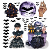 Výtlač na tortu cukrová hmota CUKROVÁ TLAČ HALLOWEEN WEDNESDAY NETOPIERE