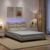 Rám postele s LED bez matrace Cream 120x200 cm Látka Krémová 3213695