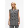 VESTA KARL LAGERFELD EMBELLISHED LAPEL TWEED GILET GREY/BLACK