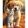 Diamantový obraz Mačiatko a šteniatko