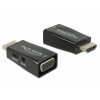 Delock 65901 HDMI / VGA / USB-C® / jack adaptér [1x HDMI zástrčka - 1x D-SUB zásuvka 15-pólová, USB-C® zásuvka, 3,5mm zásuvka] čierna; 65901