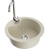 Mexen Diego, 1-komorový granitový drez 488x488x167 mm, chrómový sifón, chrómová batéria Telma, béžová, 6512-69-670200-00