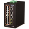 Planet IGS-20160HPT L3 switch, 18x1Gb, 2x2.5Gb SFP, 16x PoE 802.3at 320W, dual 48-56VDC, -40~75°C, IP30