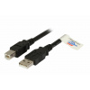 Kábel USB 2.0 A-B M/M 3m, High Speed, čierny, Super Premium (AWG28 / AWG20)
