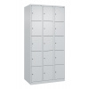 Skriňa uzamykateľná C+P Cabo-Plus, 3 oddelenia po 5 políc, 900x500x1850 mm, sivá