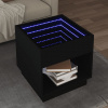 zahrada-XL Nočný stolík s nekonečnými LED čierny 50x50x50 cm 847652