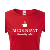Dámské triko pro účetní Accountant – Powered by coffee, Barva Červená, Velikost L Bezvatriko.cz 208173