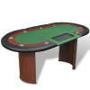 Pokerový stôl pre 10, zóna pre dílera, držiak na žetóny, zelený-ForU-80133