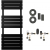 CERANO - Kúpeľňový radiátorový set Claude - ústredné vykurovanie - bočné pripojenie - 650W - čierna matná - 1200x500 mm