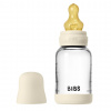 Sklenená fľaša Bibs Baby Bottle Farba: Ivory, Objem: 120 ml, Materiál cumlíka: Kaučuk