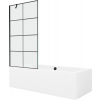 Mexen Cube obdĺžniková vaňa 180 x 80 cm s plášťom a 1 krídlovou zástenou 90 cm, čierny vzor - 550518080X9509007077