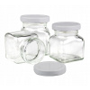 3x Sklenená nádoba pohár s bielym viečkom na zaliatie sviečok 120 ml