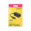 Delock Adaptér Super Speed USB (USB 3.1 Gen 1) s USB Type-C™ samec > Gigabit LAN 10/100/1000 Mbps kompaktní černý