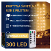 Záhradná girlanda červená 300 cm sieť (LED SVETELNÁ ZÁCLONA VONKAJŠIE VNÚTORNÉ SVETELNÉ LAMPY 300 PRE USB 3x3M)