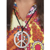 Medailón - HIPPIE PEACE - strieborný s čiernou šnúrkou, plastový