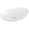 VILLEROY & BOCH Loop & Friends oválne umývadlo na dosku bez otvoru, s prepadom, 620 x 420 mm, Stone White, s povrchom CeramicPlus, 4A4800RW