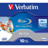 Verbatim BD-R DL 50 GB, 6x Speed, Wide Printable, Jewel Case - 10 ks (43736)