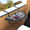 vidaXL Závesný stolík na balkón, čierno biely, mozaikový