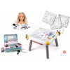 Set kreatívny stôl a česacia hlava Kid Creative Table Smoby s blond vlasmi a kozmetický kufrík s veľkoformátovými obrázkami