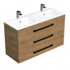 Swiss aqua technologies Koupelnová skříňka s černou úchytkou a umyvadlem SAT Cube Way 120x71x46 cm dub Hickory mat CUBE46C1203DHMOD