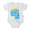 Baby Nellys Bavlnené dojčenské body, kr. rukáv, Drak Eda - biele Velikost koj. oblečení: 62 (2-3m)