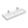 Villeroy & Boch Memento 2.0 - Dvojumývadlo nábytkové 120x47 cm, bez prepadu, 2 otvory na batériu, CeramicPlus, alpská biela 4A22CGR1