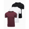 Súprava pánskych tričiek bavlna čierna/biela/bordová OM-TSBS-0232 V6 XL