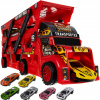 Odťahovka Tir Truck Launcher 6 áut Autíčka Set Auto + pružiny Autíčka + klasické nálepky Ranok-Creative 1 ks. (SÚPRAVA KAMIÓNU + 6 AUT ČERVENÝ DARČEK PRE 4 5 6 ROČNÉ DETI)