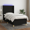 vidaXL Posteľ boxsping s matracom a LED čierna 100x200 cm látka - Čierna - 105831-205922