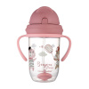 Canpol babies netečúci hrnček so slamkou so závažím 270ml 6m+ BONJOUR PARIS červený