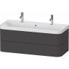 DURAVIT Happy D.2 Plus c-shaped závesná skrinka s nábytkovým umývadlom s dvomi otvormi, 2 zásuvky, 1175 x 490 x 480 mm, grafit super matná, HP4379O80800000
