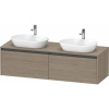 DURAVIT Ketho 2 závesná skrinka pod dve umývadlá na dosku, 2 zásuvky, 1600 x 550 x 459 mm, dub Terra, K24889B35350000